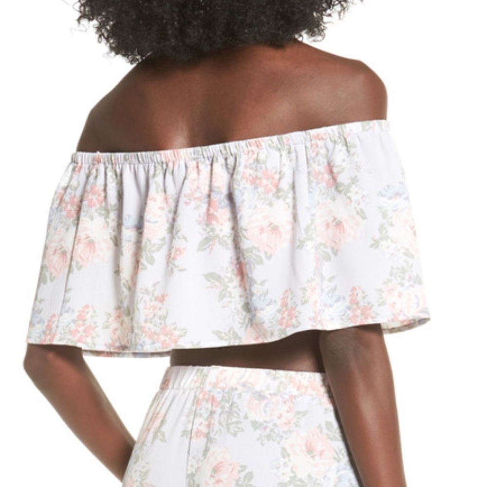 WAYF Off the Shoulder Crop Top Size Medium Floral - Picture 5 of 8